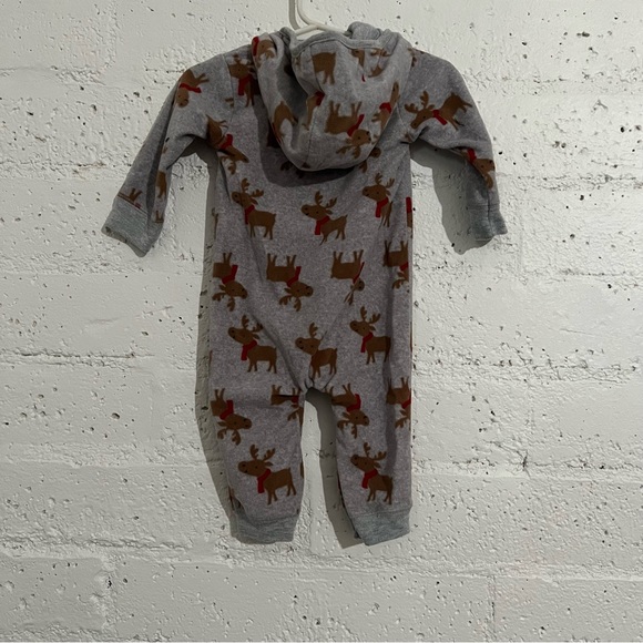 5/$25 Carter's Just One You Boy Romper 6 Months Gray Fleece Reindeer Christmas - Picture 4 of 5